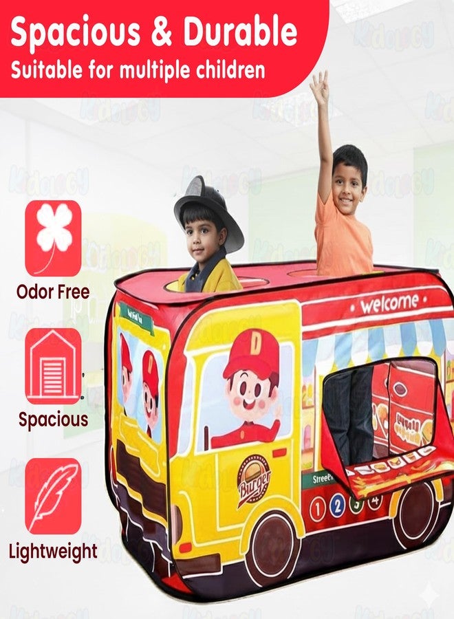 Kidology Food Truck Theme Play Tent House for Kids 2+| Large Foldable & Lightweight Indoor Outdoor Playhouse with Pretend Food Counter Setup Sticks | Role Play Activity Toy for Toddlers - Image 4